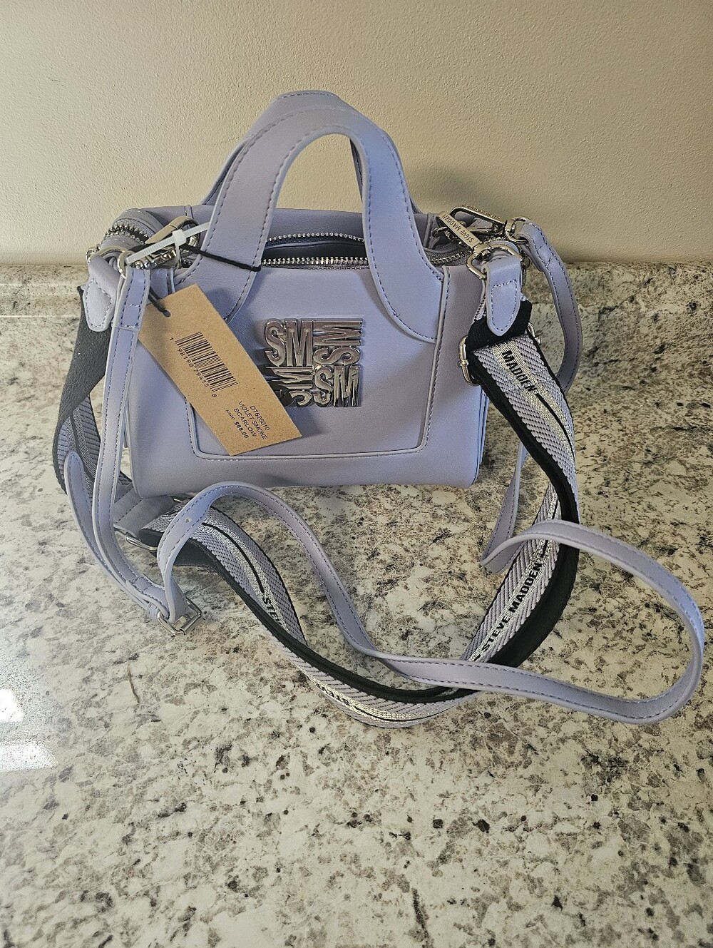 Steve Madden Light Lavender Mini Satchel with Striped Strap